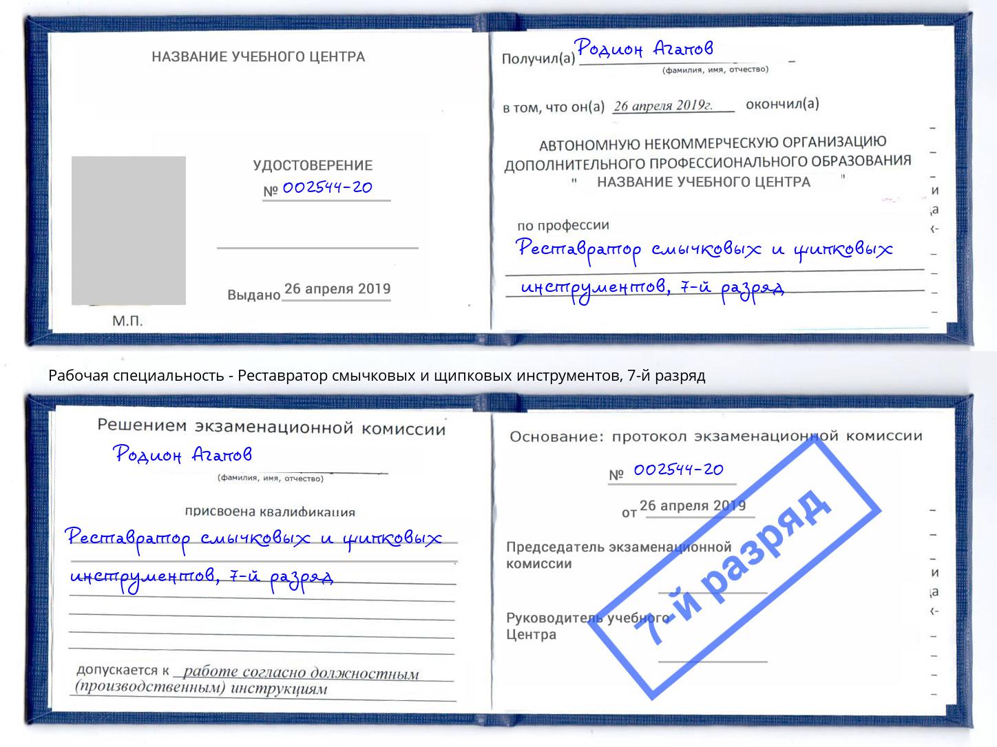 корочка 7-й разряд Реставратор смычковых и щипковых инструментов Мончегорск